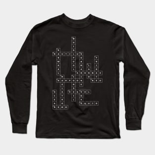 (1869TTLUTS-D) Crossword pattern with words from a famous 1869 science fiction book. [Dark Background] Long Sleeve T-Shirt